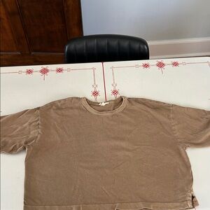 Madewell cropped Women's Brown Short Sleeve Tee